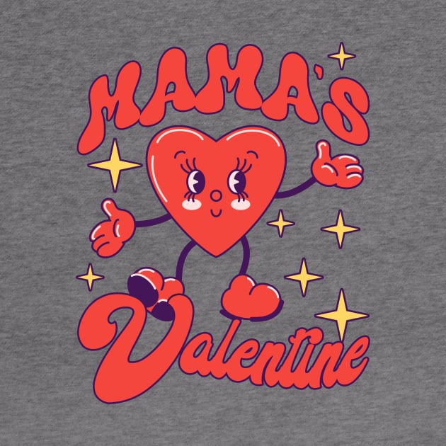 Retro Groovy Mama is My Valentine Cute Heart Boys Girls Kids by artbooming